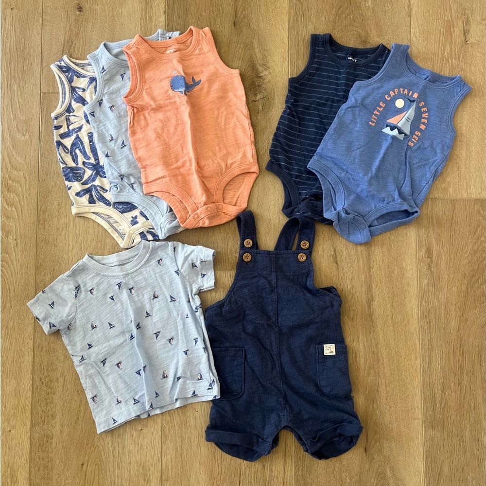 Carter’s Baby Boy Summer Tank Top Bodysuit & Outfit Bundle Size 9 months